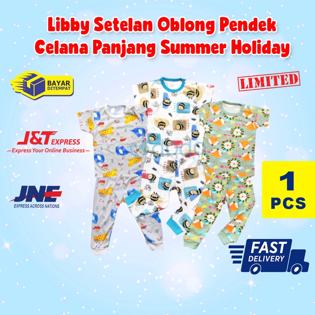 Baju Bayi Setelan Anak Oblong Pendek Celana Panjang Libby Summer Holiday