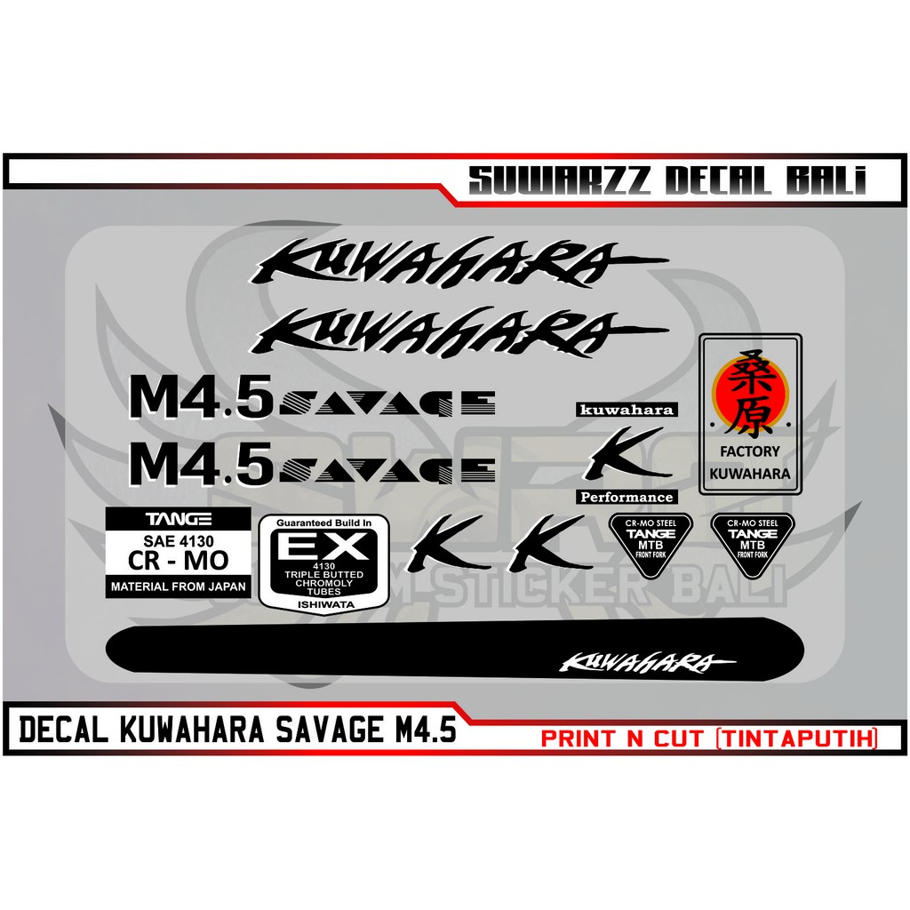 DECAL BIKE STICKER STIKER SEPEDA KUWAHARA SAVAGE M4.5