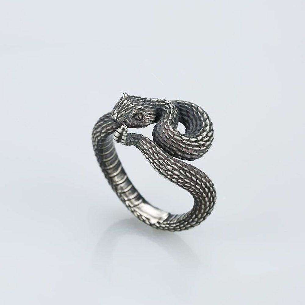 R-flower Snake Rings Fashion Perak Disepuh Gothic Hip Hop Biker Finger Vintage