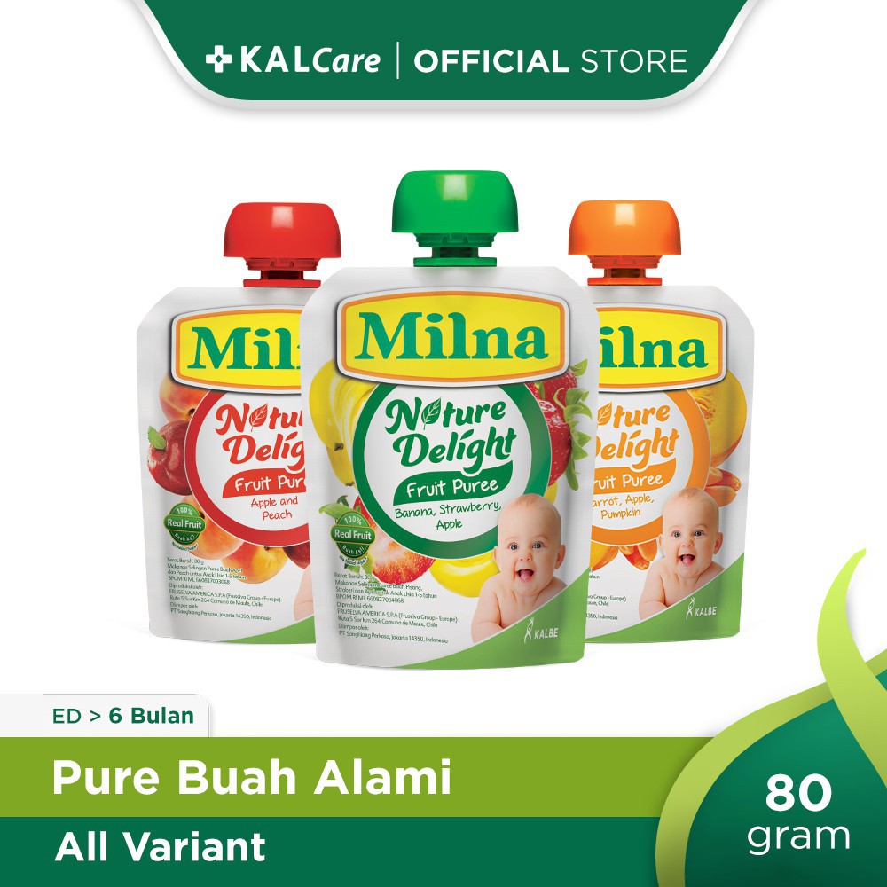 Milna Nature Delight 80 Gr Pure Buah Alami Mpasi Bayi Bubur Buah Shopee Indonesia