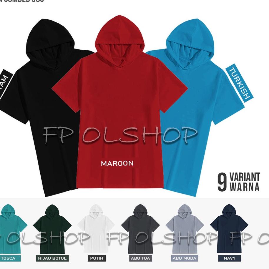 ⅍ SOFT KAOS POLOS HOODIE LENGAN PENDEK HITAM BAJU KUPLUK PRIA WANITA BANYAK WARNA M L XL ☏