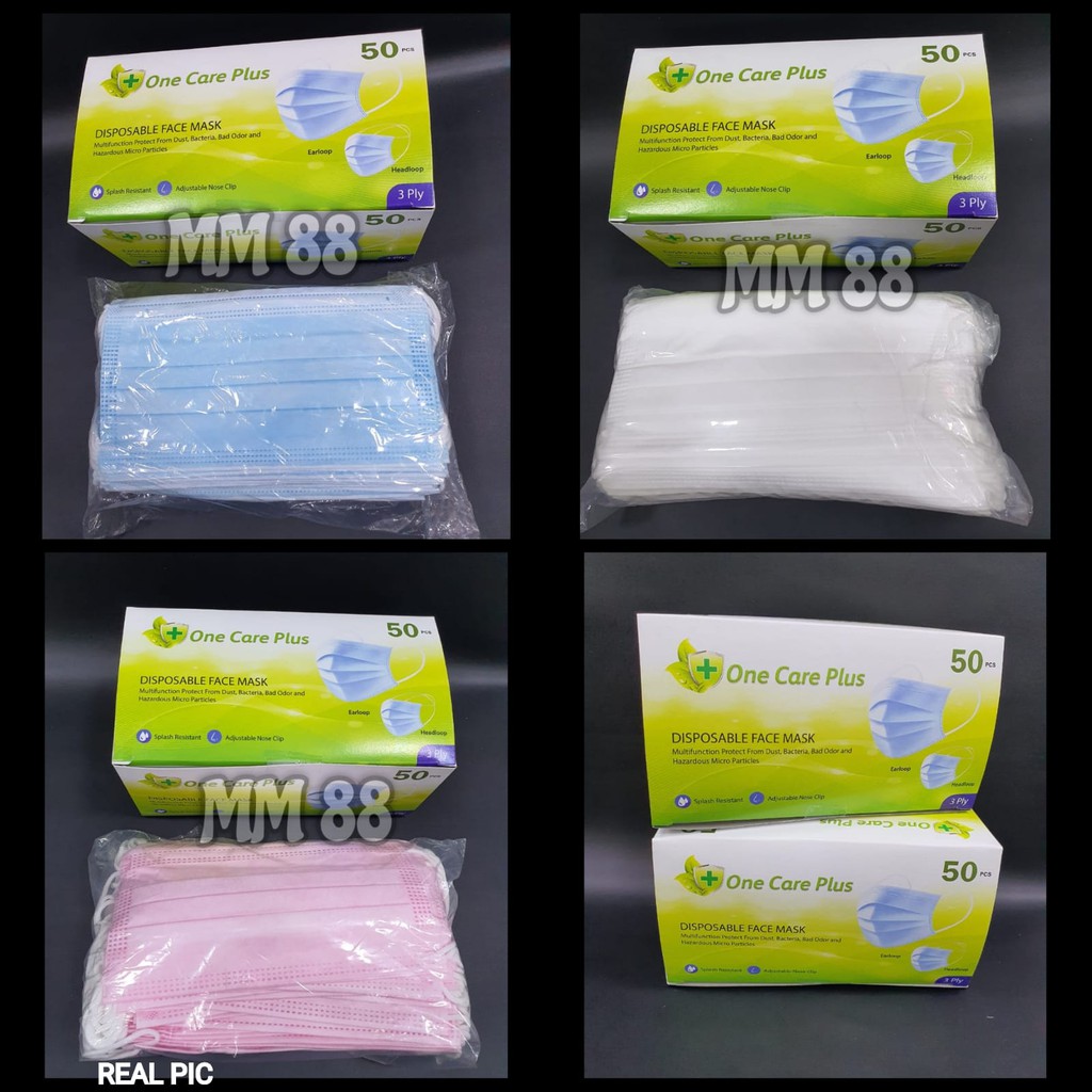 MASKER 3PLY ONE CARE PLUS ISI 50PCS EARLOOP DISPOSABLE FACE MASK