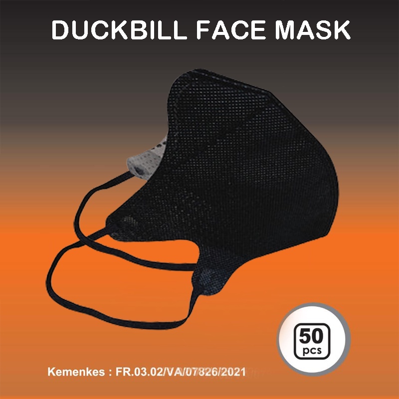 MASKER DUCKBILL HITAM PUTIH isi 50PCS EARLOOP MASK MASKER DUCK BILL