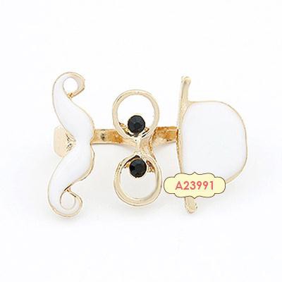 LRC Cincin Korean persoanlity fashion moustache double finger charm rings