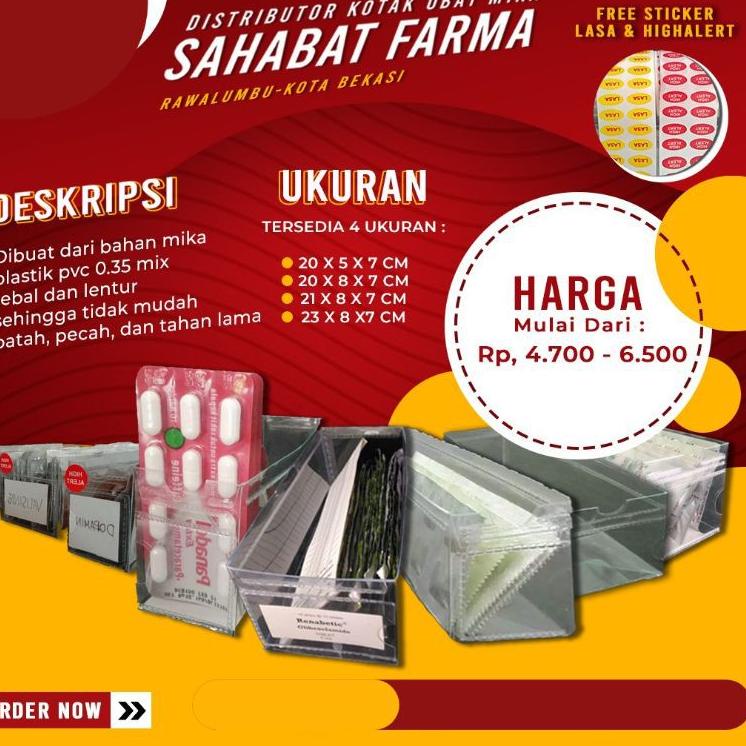 

[PRODUK YHPC0] Kotak obat mika apotek 21x8x7cm paket 50 pcs QVH