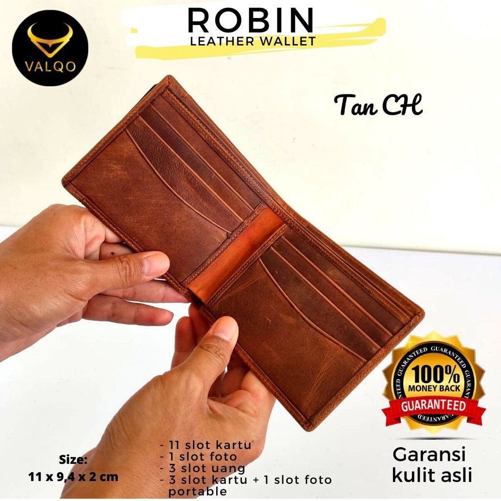 [VALQO] ROBIN Dompet Kulit Sapi Crazy Horse CH Dompet Pria Dompet Kartu Dompet Pendek Lipat