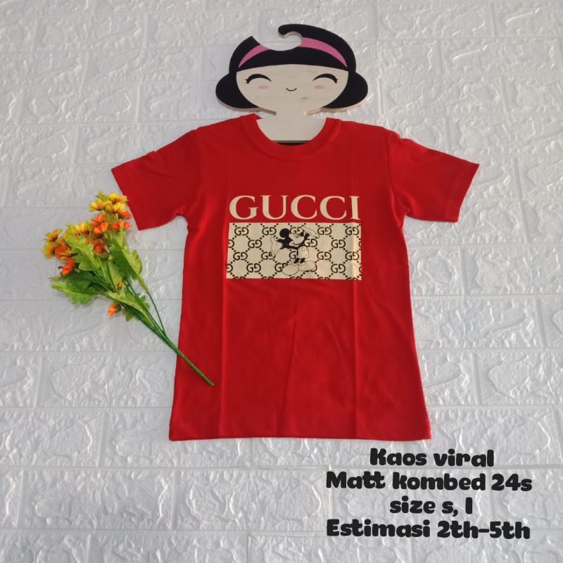 Kaos Anak Cewek Viral Pendek Terbaru / Gucci/ Mickey mouse