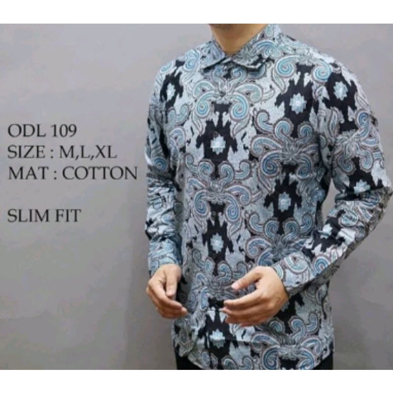Kemeja batik Slimfit Lengan Panjang Merk Odza / Luigi batani  / colindion