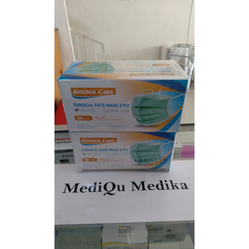 GOLDEN CARE- Disposable masker medis EARLOOP isi 50