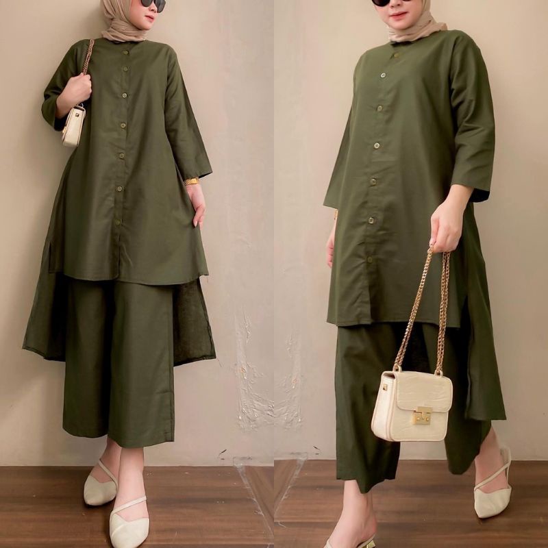 Setelan tunik dan celana panjang polos set zuhaira setelan baju wanita setelan celana perempuan tuni