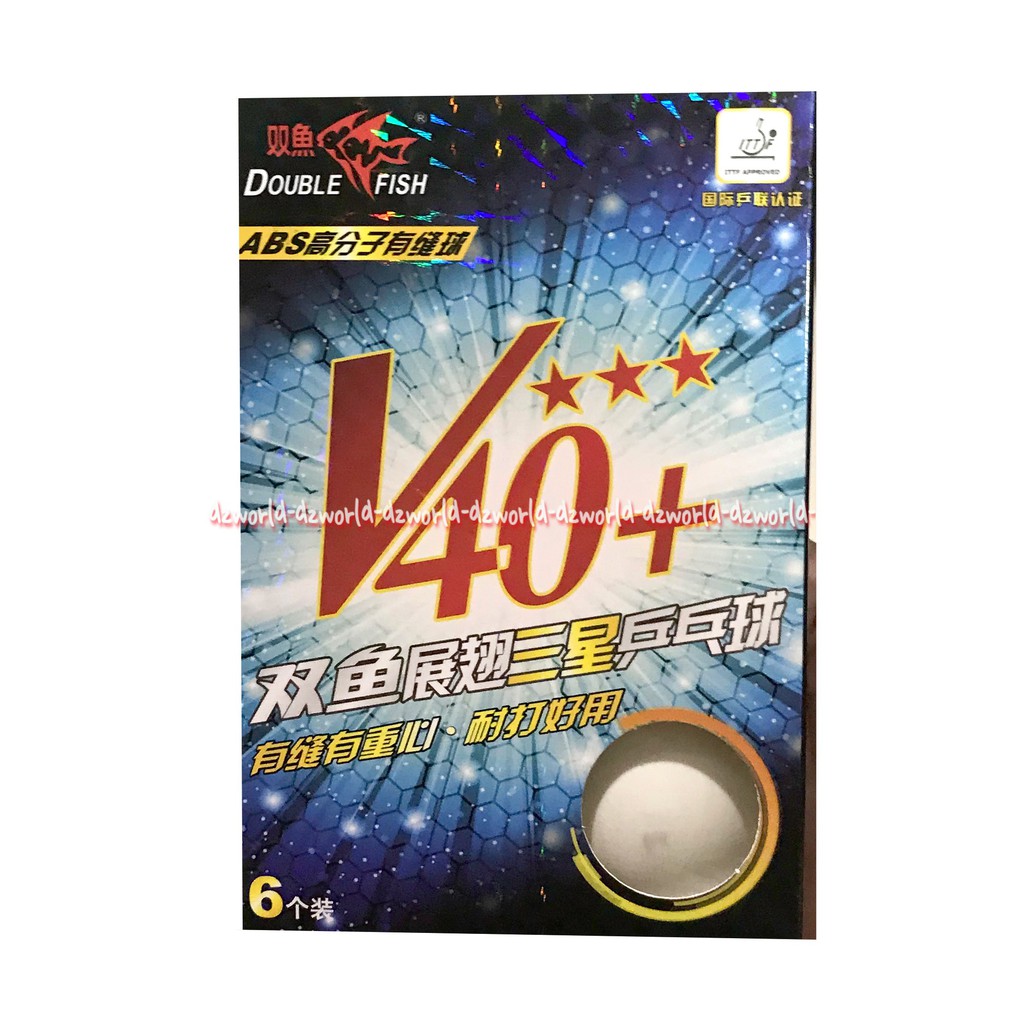 Double Fish V40+ Isi 6 Bola Tenis Meja Plastik 3 Star Bola Ping Pong Pingpong