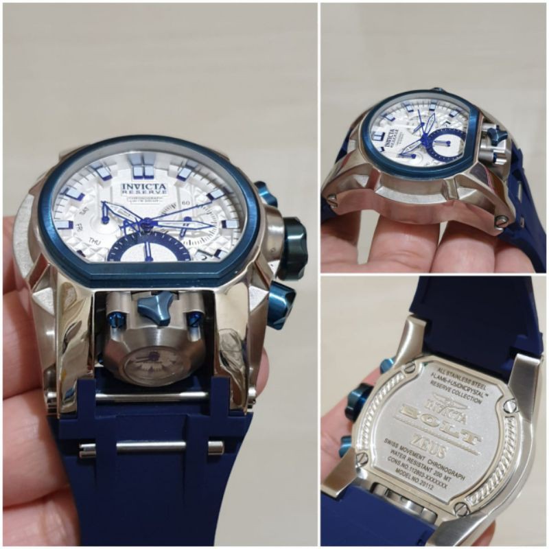 JAM TANGAN PRIA INVICTA BOLT ZEUS SILVER RUBBER STRAP