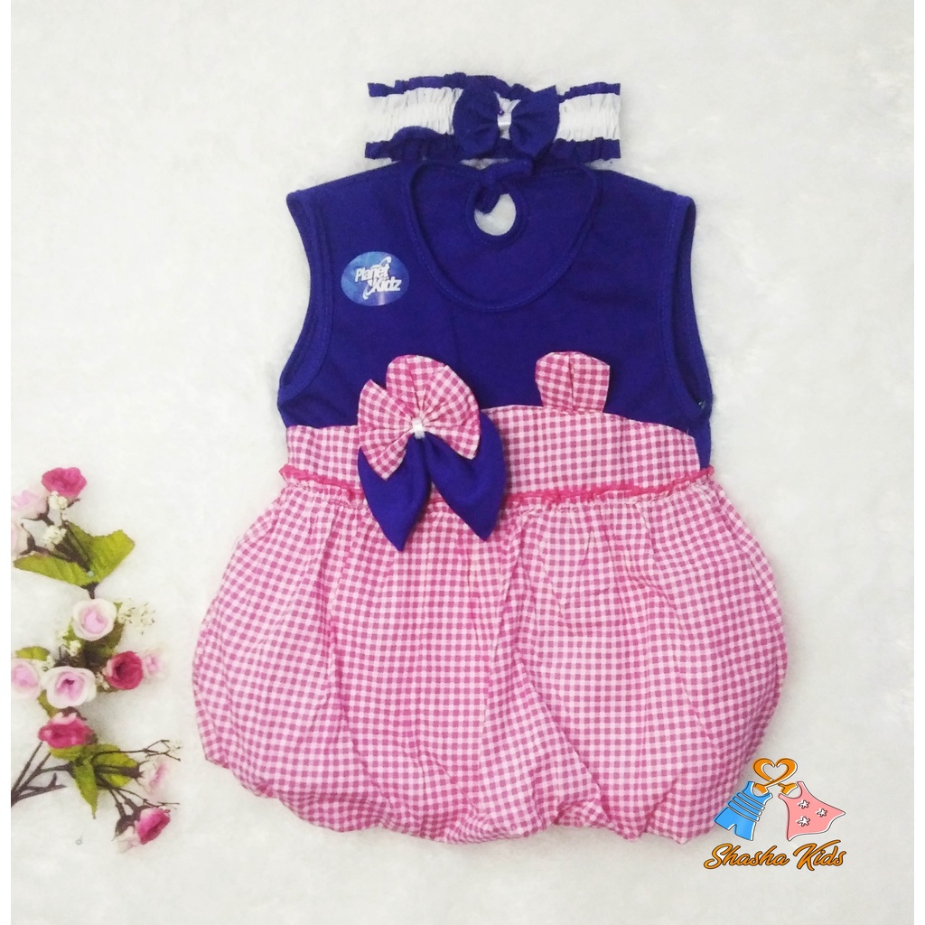 [S-041] Baju Bayi Perempuan/Dress Bayi Perempuan Planet Kids  0-6bln Bonus BANDANA