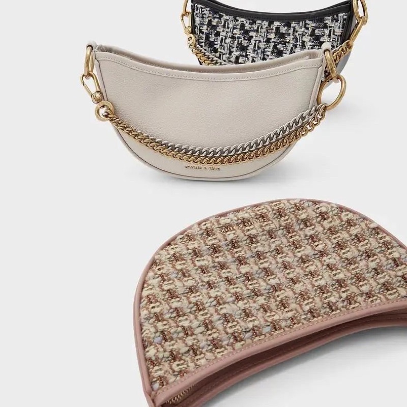 Tweed Crescent Crossbody Bag