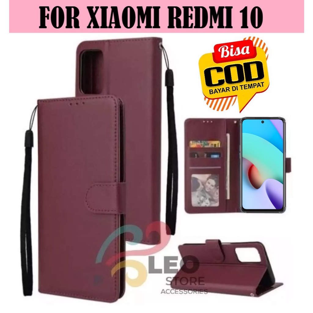 DOMPET HP UNTUK XIAOMI REDMI 10 (2021) NEW LEATHER FLIP CASE XIAOMI REDMI 10 (2021) NEW
