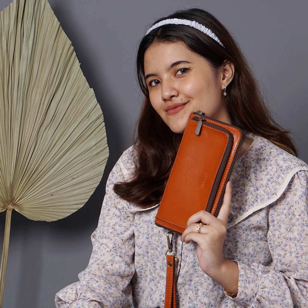 Pamilo Clutch Dompet Panjang Wanita Kulit Asli Leather Lecari