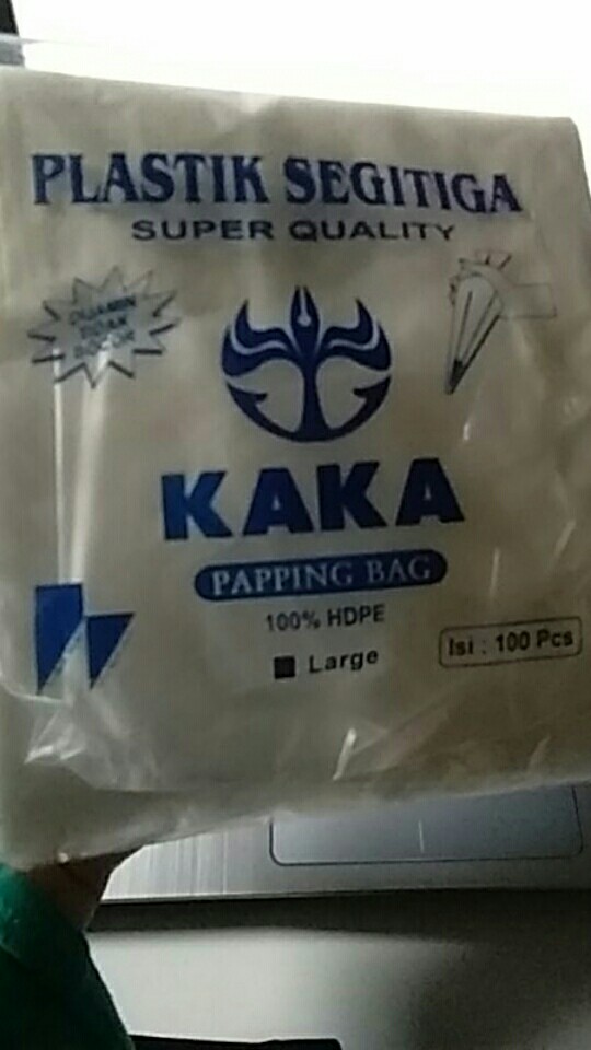 Plastik Segitiga Ukuran Besar/ Papping Bag Merk Kaka Isi 100 Pcs Double Seal
