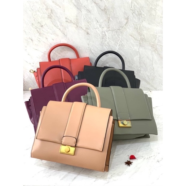 Tas Kulit Selempang Wanita CK Leather Slingbag Premium Import Hitam Black Merah Maroon Burgundy Wine