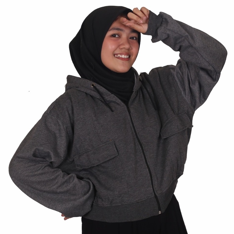 Public - Zarra Crop Hoodie - Jaket Crop Hoodie Wanita