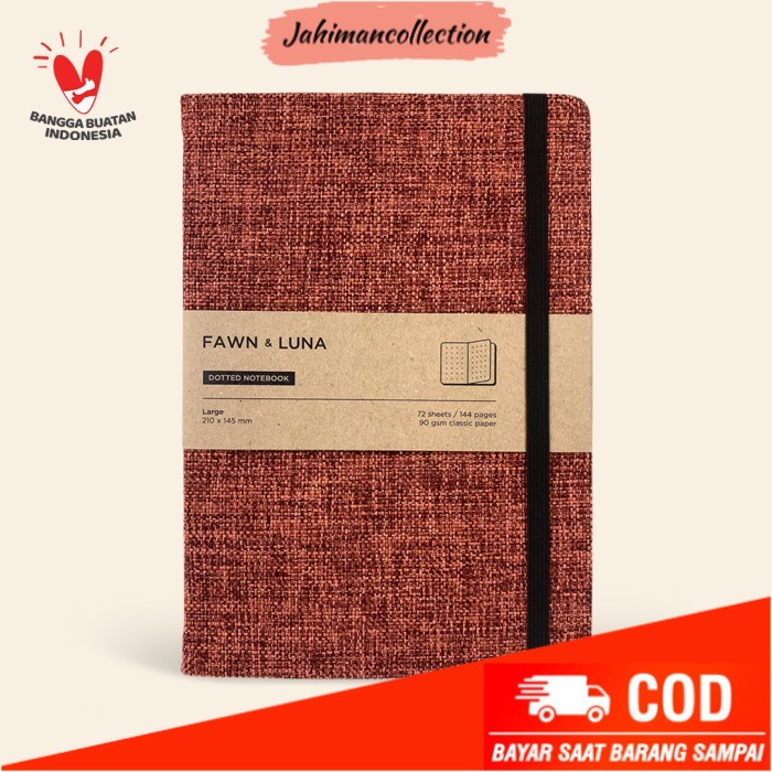 

✨ BISA COD ✨ Notebook A5 Large - Barn Brick Fabric - Buku Jurnal / Agenda - Plain