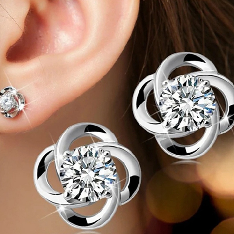 Classic Design Ear Piercing Stud Earrings Women Wedding Trend Eternity Earrings Timeless Styling Female Jewelry