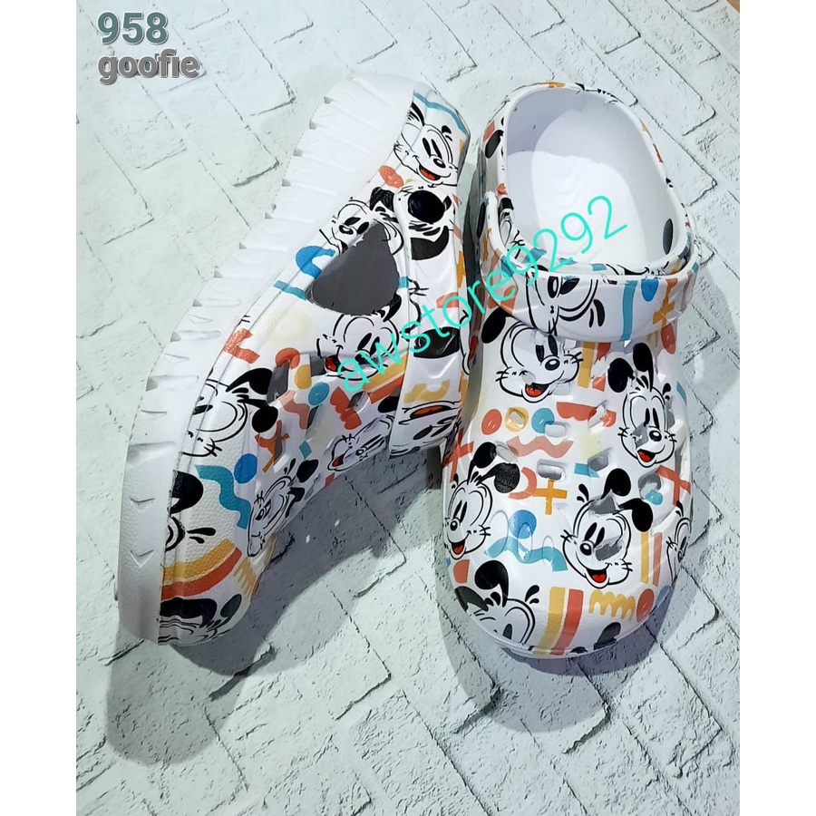 Motif GOOFIE 956 958 HEMA Sandal Kodok Karet Anti Slip Empuk Model Printing Kartun Lucu