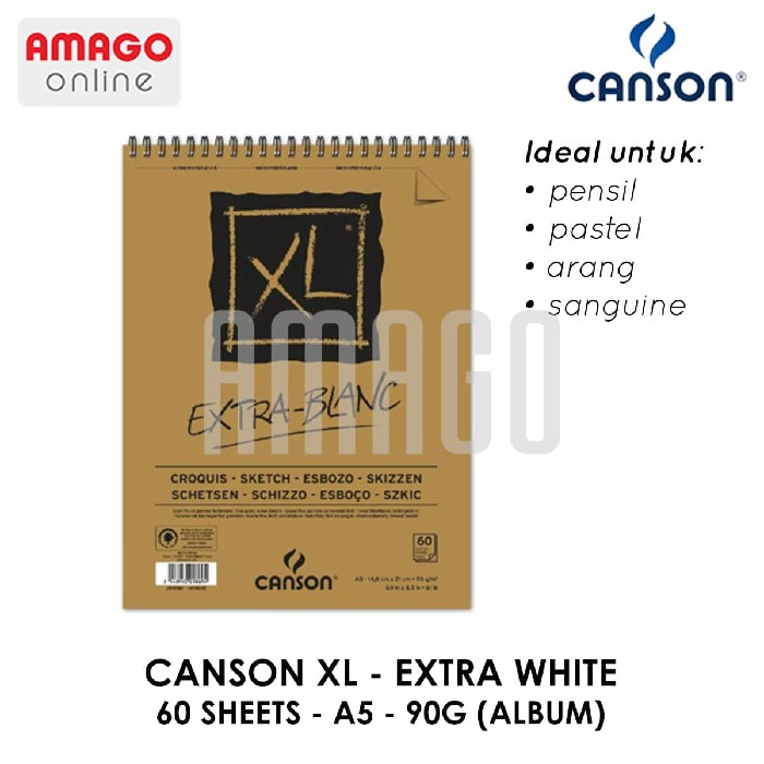 CANSON XL - EXTRA WHITE - 60 SHEETS - A5 - 90G (ALBUM) – 200001869