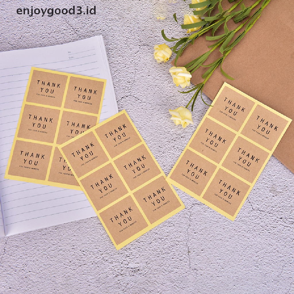 60pcs Stiker Kertas Kraft Tulisan Thank You Untuk Dekorasi Kue