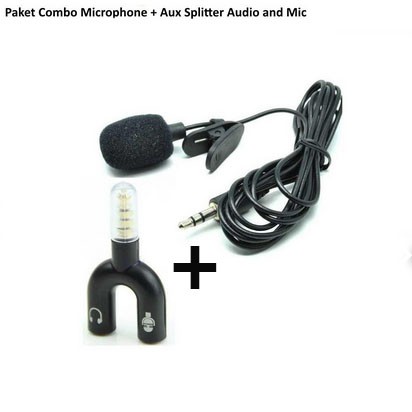 MIC CLIP ON AND AUDIO SPLITTER U SHAPE PAKET YOUTUBER VLOGGER SMULE ALAT REKAMAN