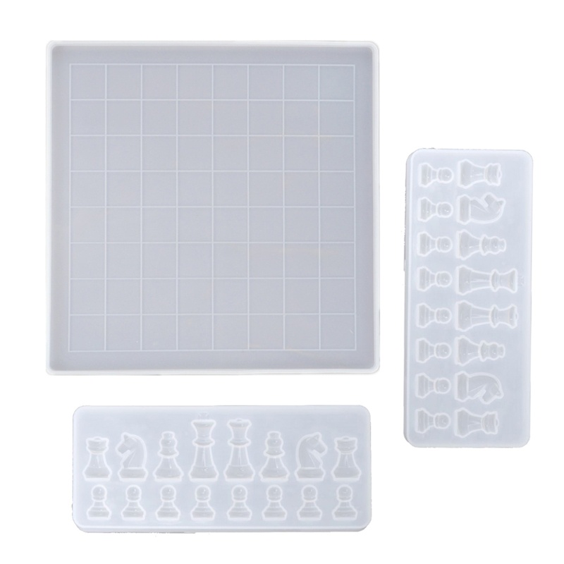 SIY  Chess Board Silicone Resin Mold 2Pcs Chess Silicone Mold Chess Board Molds for Resin Casting Chess Board Mold DIY Crafts