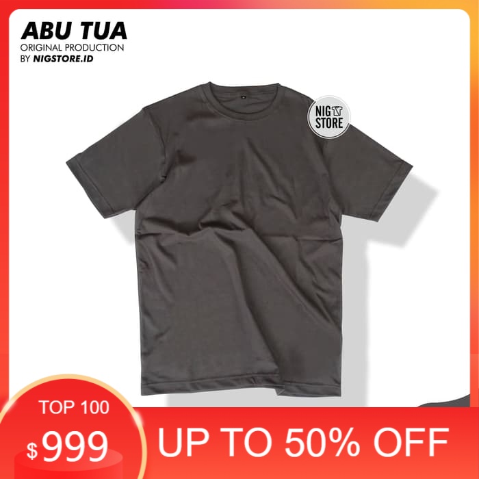 KAOS POLOS ABU TUA BASIC SOLID LENGAN PENDEK COTTON COMBED 30S - S