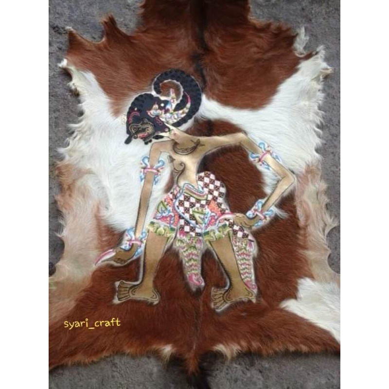 LUKISAN WAYANG BIMA KULIT KAMBING FULLBODY