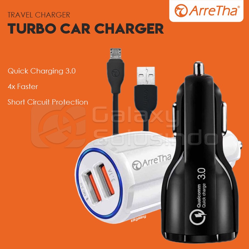 ARRETHA 3.0A Qualcomm Turbo Car Charger Dual USB Output