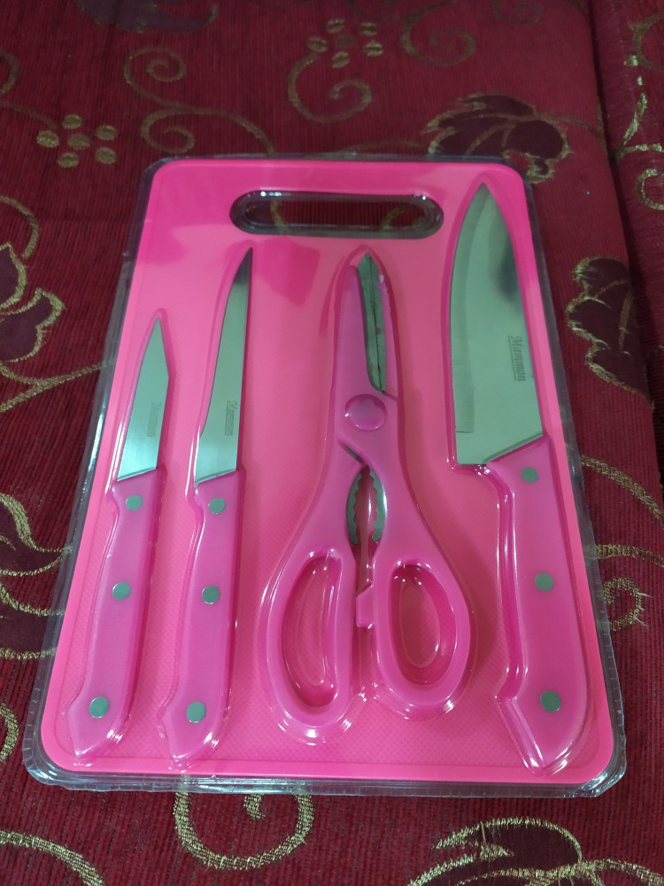 Talenan Set 5 In 1 / Talenan Set 5pcs Gunting Pisau Dapur Roti Daging