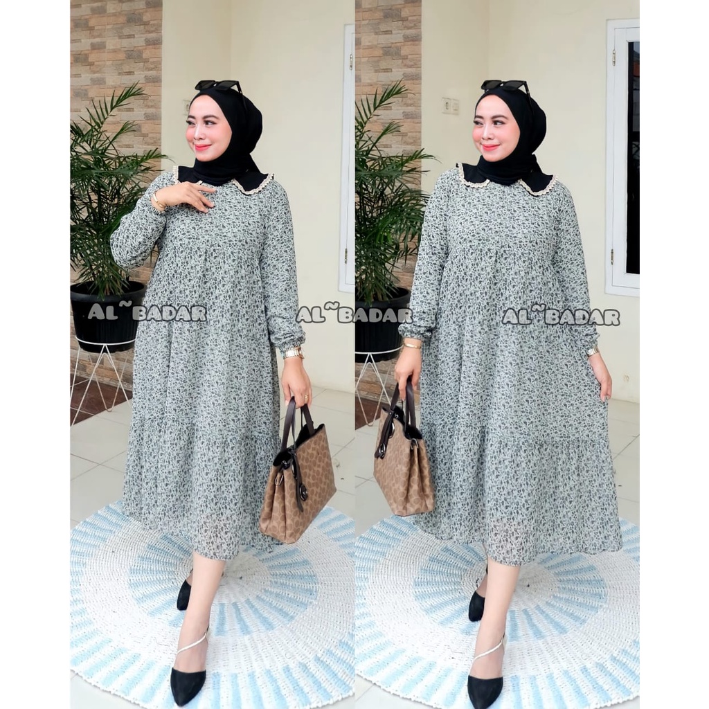 [ BISA COD ] MIDI CERUTY BABYDOLL MOTIF FRIEANDLY BUSUI MIX KERAH KOREA,TUNIK CERUTY MIX KERAH KOREA ,TUNIK TERLARIS,MIDI DRESS MODEL TERBARU