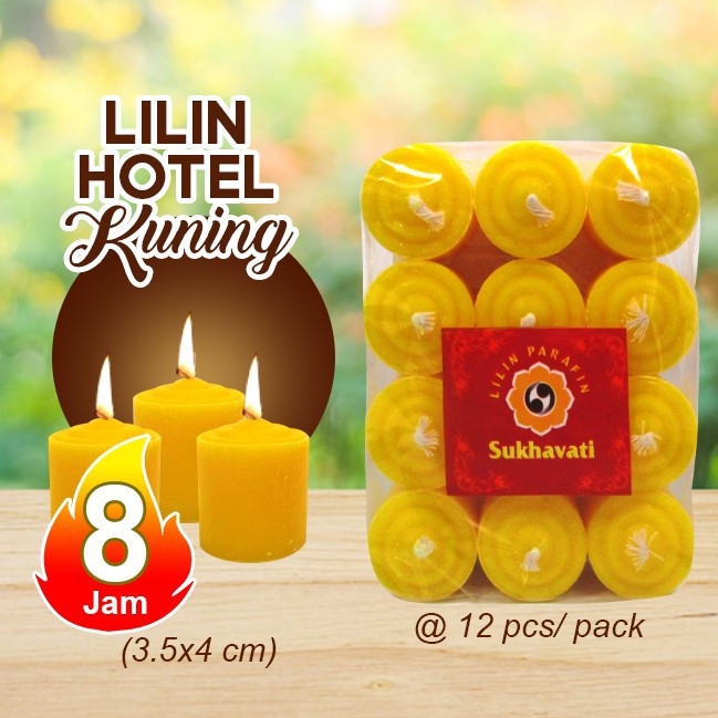 Lilin Hotel kuning (3.5x4 cm) @ 12 pcs/ pack