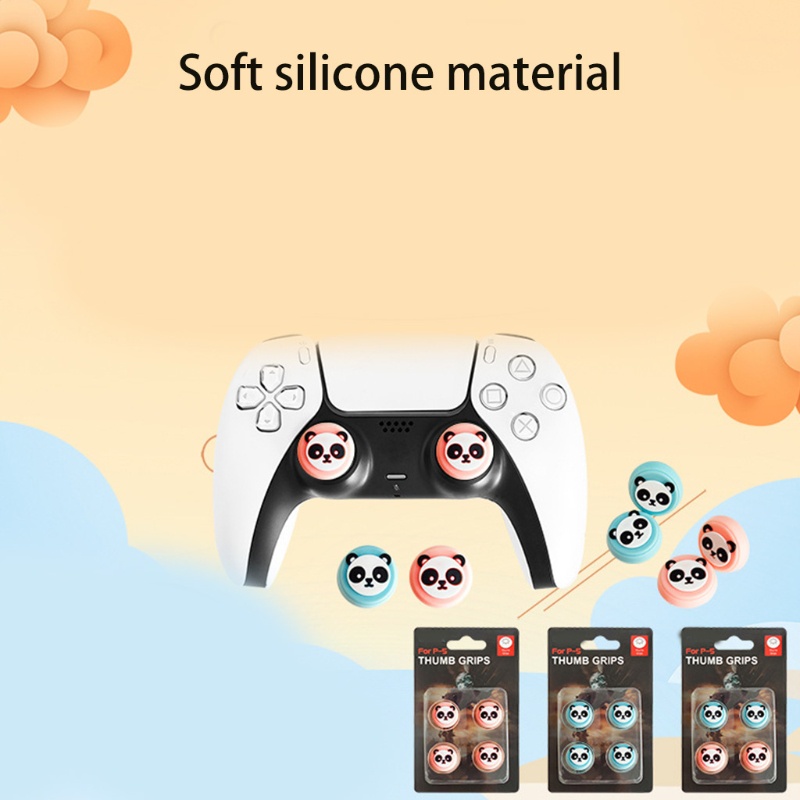 Btsg 4Pcs Penutup Lengan Silikon Motif Panda Yang Indah Untuk Controller Thumb Grip Konsol Game Joystick Cover