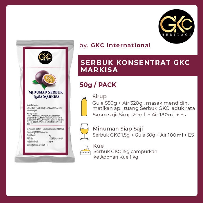 

Bubuk Sirup GKC "Rasa Markisa" 50g