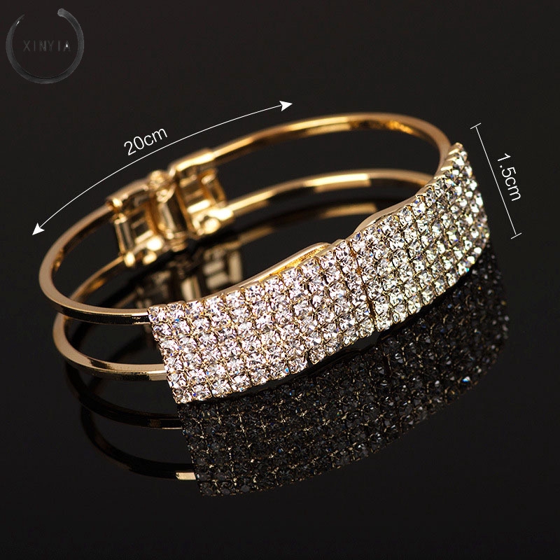 ACC021 New Gelang Fashion Wanita Elegan Dengan Hiasan Kristal Mengkilap