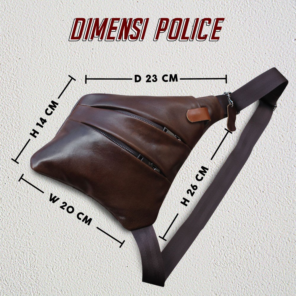 Slingbag Kulit Asli  Tas Selempang Kulit asli POLICE Crossbody Genuine Leather