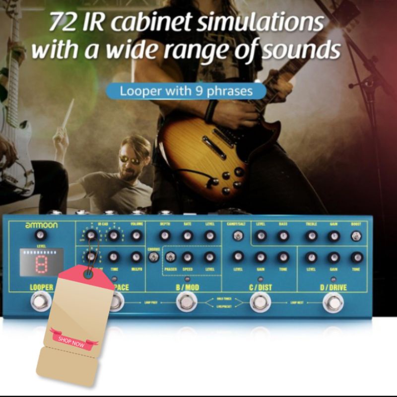 Multi Efek Gitar Listrik Ammoon Cube Sugar Effect Guitar Elektrik Distorsi  Looper Modulation Drive 