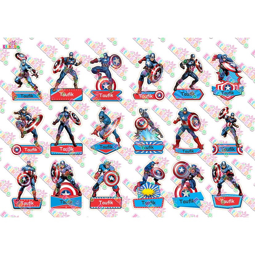 

LABEL NAMA CAPTAIN AMERICA 72 STIKER - ANTI AIR/LUNTUR -2 Nama CA1M2