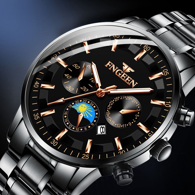 COD✅ Jam Tangan Pria Bisnis New Model Terbaru Cross-Border Quartz Analog Stainless Steel Band Luminous Display Nyala Tempat Gelap HOT Kalender Date Kuarsa Watch Waterproof Anti Air Kaca Hardlex Glass Tebal Anti Gores Fashion Trendi - JF2