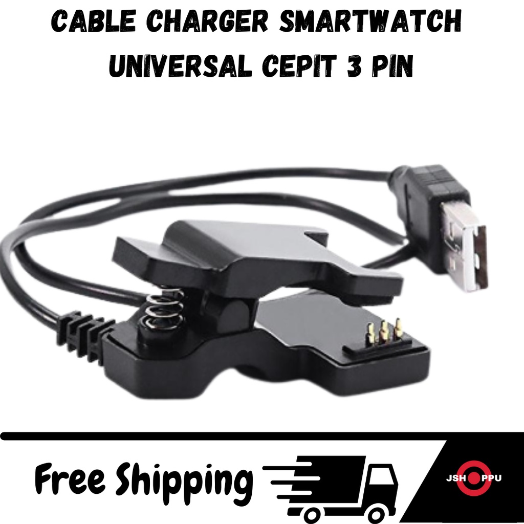 Kabel charger smartwatch cepit 3 pin 6mm universal cas smartband smartwatch