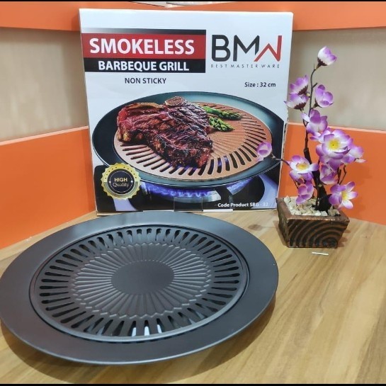 Panggangan Bulat Smokeles Barbeque BBQ Grill Plate