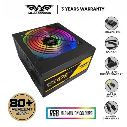 Power Supply Voltron 475W 80+ GOLD RGB psu 80 plus 475watt