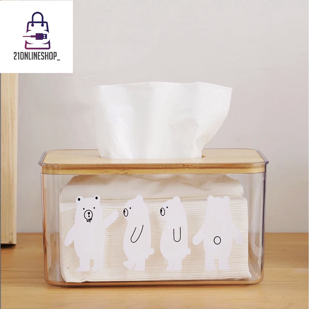 Kotak Tisu Transparan Akrilik Tissue Box Transparant Motif Beruang