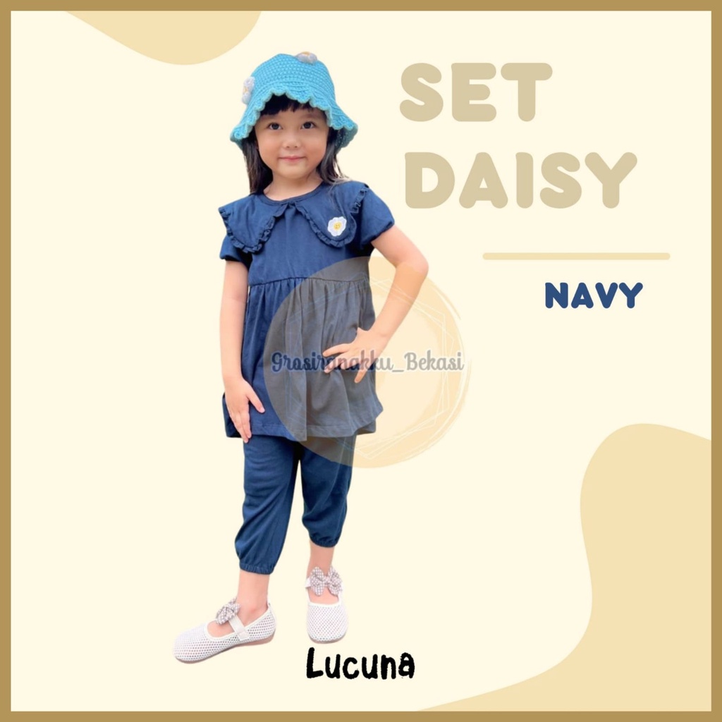 Setelan Anak Lucuna Daisy Warna Navy 1-5tahun