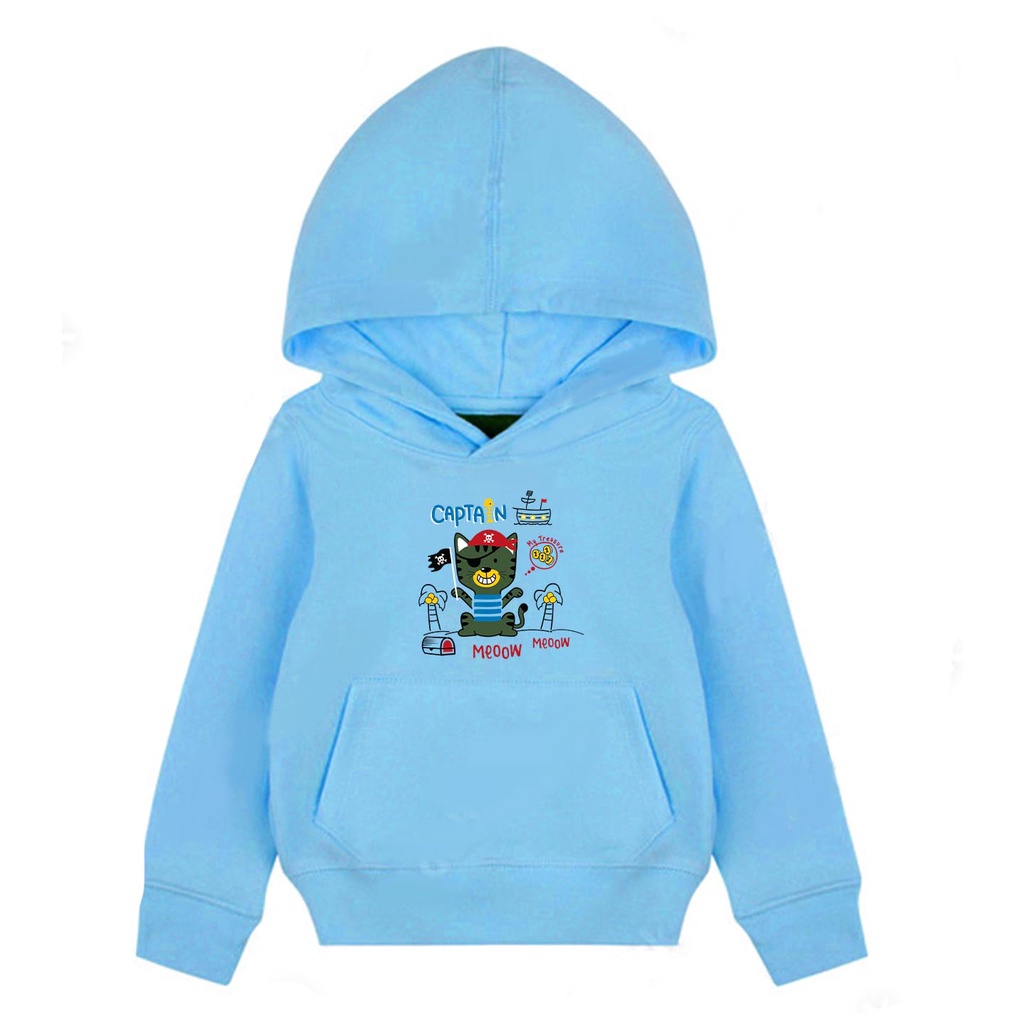 Hoodie Anak Captain Meow Sweater Pakaian Fleece Anak M - XL