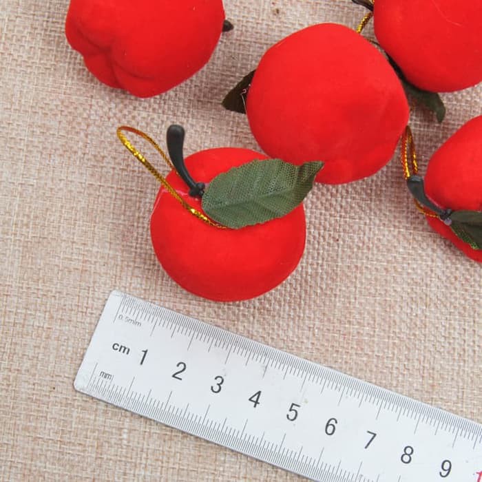 XDAP apel merah 5CM mini dekorasi ornamen pohon natal gantungan